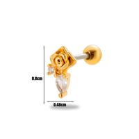 1 Piece Ear Cartilage Rings & Studs Simple Style Classic Style Heart Shape Wings Flower 316 Stainless Steel  Copper Plating Inlay Zircon sku image 17