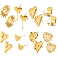 1 Pair Simple Style Heart Shape Plating Stainless Steel Ear Studs main image 1