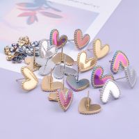 1 Pair Simple Style Heart Shape Plating Stainless Steel Ear Studs main image 2
