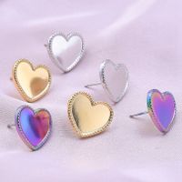 1 Pair Simple Style Heart Shape Plating Stainless Steel Ear Studs main image 6