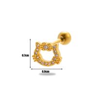 1 Piece Ear Cartilage Rings & Studs Simple Style Classic Style Cat Flower Butterfly 316 Stainless Steel  Copper Plating Inlay Zircon sku image 15