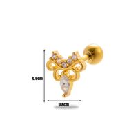 1 Piece Ear Cartilage Rings & Studs Simple Style Classic Style Cat Flower Butterfly 316 Stainless Steel  Copper Plating Inlay Zircon sku image 16