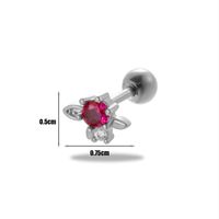 1 Piece Ear Cartilage Rings & Studs Simple Style Classic Style Bear Flower 316 Stainless Steel  Copper Plating Inlay Zircon sku image 2