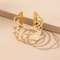 Lady Simple Style Round Alloy Hollow Out Women's Bangle sku image 3