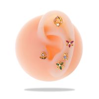 1 Piece Ear Cartilage Rings & Studs Simple Style Classic Style Bear Flower 316 Stainless Steel  Copper Plating Inlay Zircon main image 6