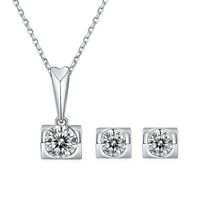 Simple Style Classic Style Solid Color Sterling Silver Flakes Moissanite 18k Gold Plated Jewelry Set main image 5