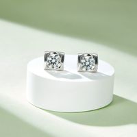 Simple Style Classic Style Solid Color Sterling Silver Flakes Moissanite 18k Gold Plated Jewelry Set main image 4