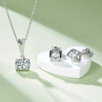 Simple Style Classic Style Solid Color Sterling Silver Flakes Moissanite 18k Gold Plated Jewelry Set main image 2