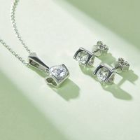 Simple Style Classic Style Solid Color Sterling Silver Flakes Moissanite 18k Gold Plated Jewelry Set main image 1