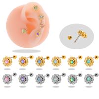 1 Piece Ear Cartilage Rings & Studs Simple Style Classic Style Flower 316 Stainless Steel  Copper Plating Inlay Zircon main image 1