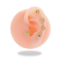 1 Piece Ear Cartilage Rings & Studs Simple Style Classic Style Flower 316 Stainless Steel  Copper Plating Inlay Zircon main image 6