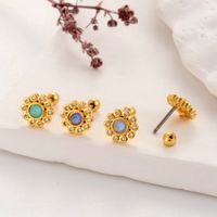 1 Piece Ear Cartilage Rings & Studs Simple Style Classic Style Flower 316 Stainless Steel  Copper Plating Inlay Zircon main image 5