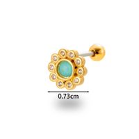 1 Piece Ear Cartilage Rings & Studs Simple Style Classic Style Flower 316 Stainless Steel  Copper Plating Inlay Zircon sku image 7