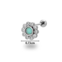 1 Piece Ear Cartilage Rings & Studs Simple Style Classic Style Flower 316 Stainless Steel  Copper Plating Inlay Zircon sku image 1