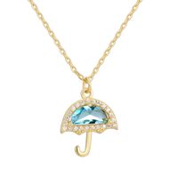 Cute Sweet Simple Style Umbrella Sterling Silver Plating Inlay Zircon Pendant Necklace main image 1