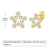 1 Pair Simple Style Animal Star Heart Shape Plating Inlay Copper Alloy Diamond Ear Studs main image 2