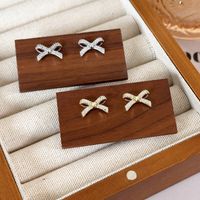 1 Pair Simple Style Bow Knot Copper Ear Studs main image 6