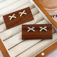1 Pair Simple Style Bow Knot Copper Ear Studs main image 5