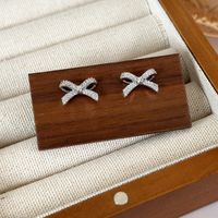 1 Pair Simple Style Bow Knot Copper Ear Studs sku image 1