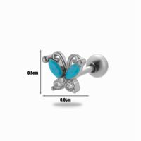 1 Piece Ear Cartilage Rings & Studs Simple Style Classic Style Butterfly 316 Stainless Steel  Copper Plating Inlay Zircon sku image 3