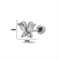 1 Piece Ear Cartilage Rings & Studs Simple Style Classic Style Butterfly 316 Stainless Steel  Copper Plating Inlay Zircon sku image 1