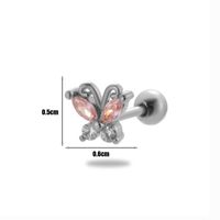 1 Piece Ear Cartilage Rings & Studs Simple Style Classic Style Butterfly 316 Stainless Steel  Copper Plating Inlay Zircon sku image 4