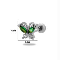 1 Piece Ear Cartilage Rings & Studs Simple Style Classic Style Butterfly 316 Stainless Steel  Copper Plating Inlay Zircon sku image 5