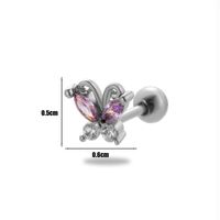 1 Piece Ear Cartilage Rings & Studs Simple Style Classic Style Butterfly 316 Stainless Steel  Copper Plating Inlay Zircon sku image 7