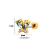 1 Piece Ear Cartilage Rings & Studs Simple Style Classic Style Butterfly 316 Stainless Steel  Copper Plating Inlay Zircon sku image 10