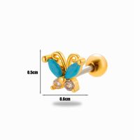1 Piece Ear Cartilage Rings & Studs Simple Style Classic Style Butterfly 316 Stainless Steel  Copper Plating Inlay Zircon sku image 11