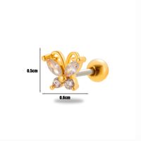 1 Piece Ear Cartilage Rings & Studs Simple Style Classic Style Butterfly 316 Stainless Steel  Copper Plating Inlay Zircon sku image 8