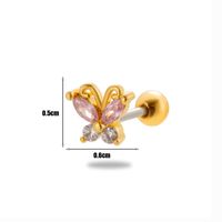 1 Piece Ear Cartilage Rings & Studs Simple Style Classic Style Butterfly 316 Stainless Steel  Copper Plating Inlay Zircon sku image 12
