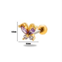 1 Piece Ear Cartilage Rings & Studs Simple Style Classic Style Butterfly 316 Stainless Steel  Copper Plating Inlay Zircon sku image 15