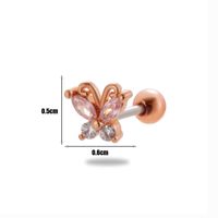 1 Piece Ear Cartilage Rings & Studs Simple Style Classic Style Butterfly 316 Stainless Steel  Copper Plating Inlay Zircon sku image 18