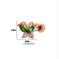 1 Piece Ear Cartilage Rings & Studs Simple Style Classic Style Butterfly 316 Stainless Steel  Copper Plating Inlay Zircon sku image 19
