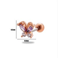 1 Piece Ear Cartilage Rings & Studs Simple Style Classic Style Butterfly 316 Stainless Steel  Copper Plating Inlay Zircon sku image 21