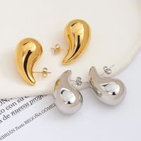 1 Pair Simple Style Water Droplets Plating 304 Stainless Steel Ear Studs main image 1