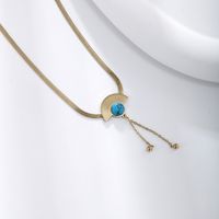 304 Stainless Steel 18K Gold Plated Lady Plating Inlay Sector Artificial Gemstones Necklace main image 3
