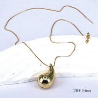 Vintage Style Simple Style Water Droplets Copper Plating Gold Plated Pendant Necklace sku image 2
