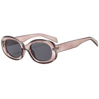 Retro Solid Color Ac Oval Frame Full Frame Men's Sunglasses sku image 2