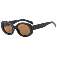 Retro Solid Color Ac Oval Frame Full Frame Men's Sunglasses sku image 6
