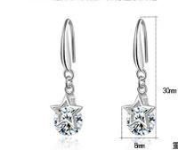 1 Pair Lady Star Plating Inlay Copper Zircon White Gold Plated Drop Earrings main image 2