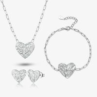 Vintage Style Simple Style Heart Shape Sterling Silver Plating White Gold Plated Women's Bracelets Earrings Necklace sku image 4