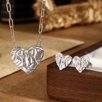 Vintage Style Simple Style Heart Shape Sterling Silver Plating White Gold Plated Women's Bracelets Earrings Necklace main image 3