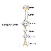 Simple Style Letter Copper 14k Gold Plated Zircon Belly Ring In Bulk main image 2