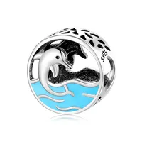 Original Design Simple Style Heart Shape Footprint Whale Sterling Silver Inlay Zircon Jewelry Accessories sku image 3