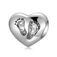 Original Design Simple Style Heart Shape Footprint Whale Sterling Silver Inlay Zircon Jewelry Accessories sku image 1