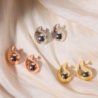 1 Pair Elegant Classic Style Water Droplets Plating Stainless Steel Aviation Pc Gold Plated Ear Studs main image 1