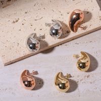 1 Pair Elegant Classic Style Water Droplets Plating Stainless Steel Aviation Pc Gold Plated Ear Studs main image 7