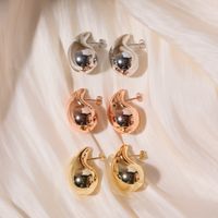 1 Pair Elegant Classic Style Water Droplets Plating Stainless Steel Aviation Pc Gold Plated Ear Studs main image 6